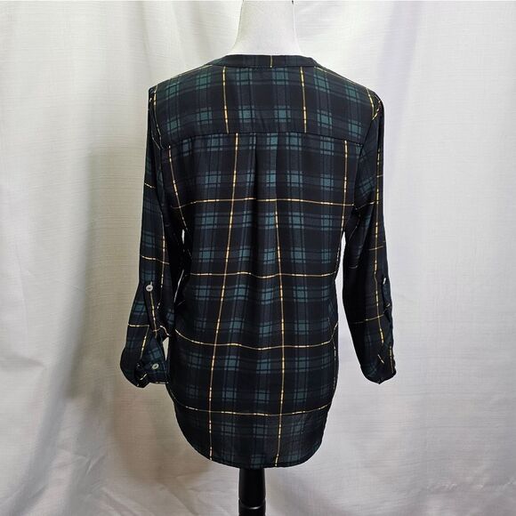 Alice Blue For Stitch Fix Green Plaid Button Front Blouse Size Small - Picture 8 of 8